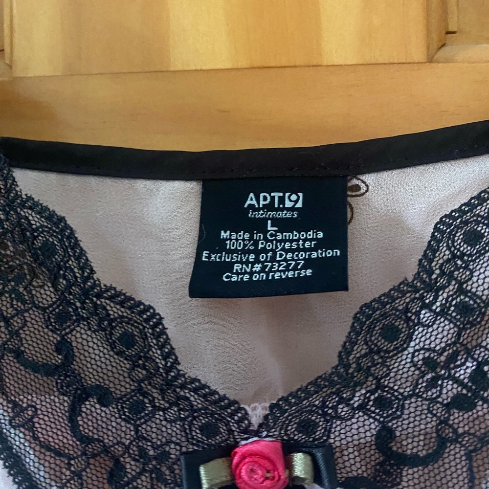 Apt 9 Pink Floral Lace Trim Chemise Babydoll Nightgown Slip Dress L - Picture 3 of 7